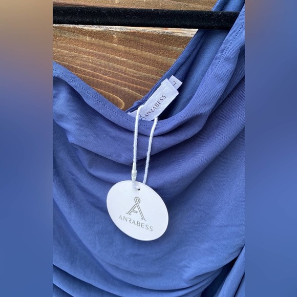 Anrabess Blue One Shoulder Mesh Bodysuit - L - Picture 3 of 5